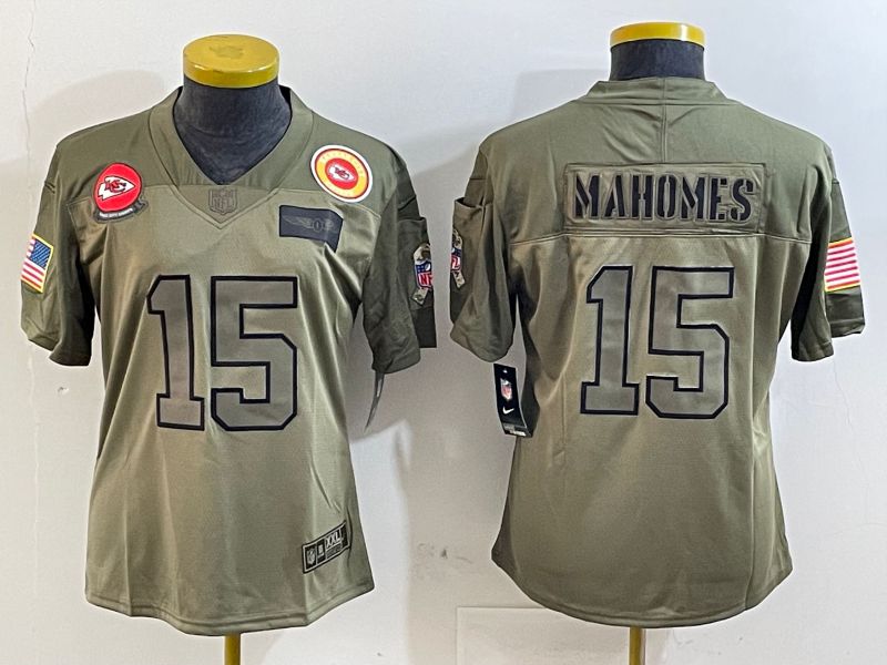 Youth Kansas City Chiefs 15 Mahomes Green 2025 Nike Vapor Limited NFL Jersey style 2